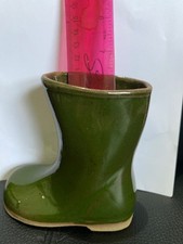 Small Green Vase Wellington Boot Shaped Signed 4 inches tall