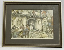 Anton Pieck Vintage Framed Print 9x12 European Tavern Scene Wall Art Decor