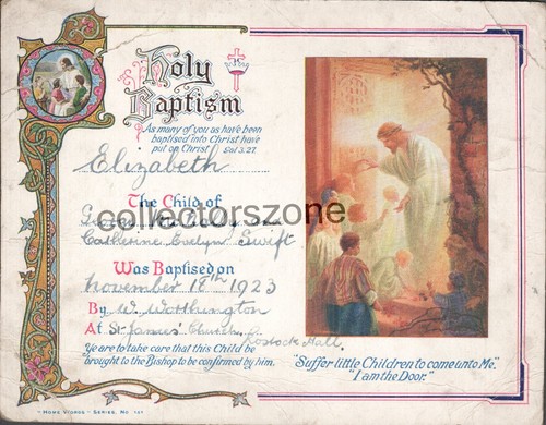 1923 baptism certificate - certificate, st