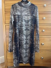 Topshop Brown Black Tiger Animal Print Long Sleeve Mini Dress 