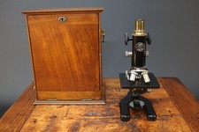 C Baker Microscope Vintage 19119 Black Brass + Case Scientific Inst. 1900-1940s