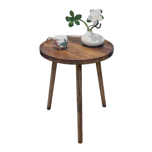 Brown round wood side - side, table