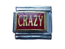 RED CRAZY CLASSIC SILVER ITALIAN CHARM fits all design 9mm bracelet AL14