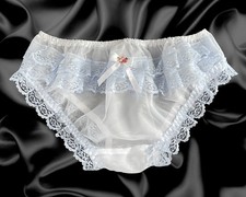 White Blue Frilly Sissy Sheer