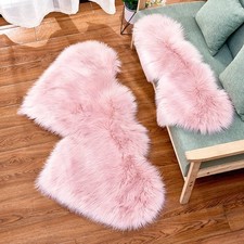 Double Heart-shape Shaggy Area Rugs Solid Floor Carpet Sofa Couch Cushions Mat