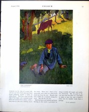 Old Print Cowherd H Lamb Boy
