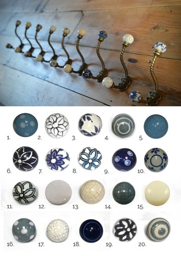Blue white ceramic knob - &,