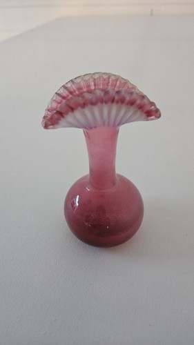 Vintage cranberry glass vase - glass,