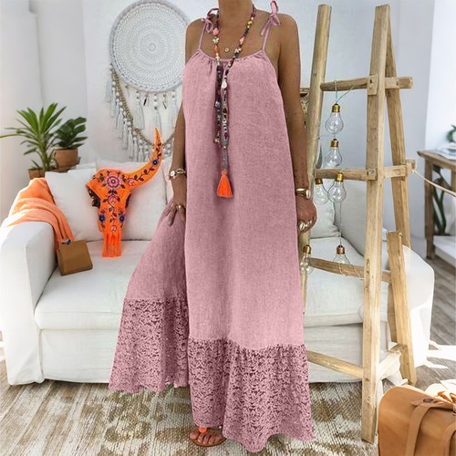 Women lace patchwork - lace, maxi