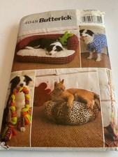 Butterick 4048 Pet Sewing Pattern Dog Coat Beds Mouse & Bunny Toy Part Cut Fab
