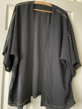 Women’s H&M Sheer Overshirt Black With Decorative Metal Balls Size Medium