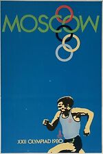Vintage classic USSR Moscow Olympic Games British Sebastian Coe sport poster