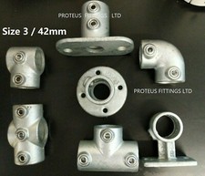 Pipe Clamp Fittings 42mm Galvanised Tube Clamp Connectors Key Q Clamps Size 3 UK