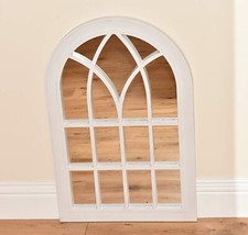 92x62cm Rustic Look Window Style Arch Mirror Hallway Bedroom Home Wall Mounted