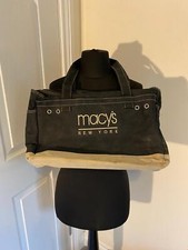 Retro Macy's New York Classic Logo Black Canvas Zip Closure Shoulder Bag 