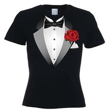 TUXEDO LADIES T-SHIRT - Fancy Dress Outfit Hen Party Tux - FREE POSTAGE