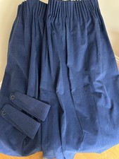 Pair of Dark Navy Brushed Cotton Lined Curtains and Tie backs 136cm drop 