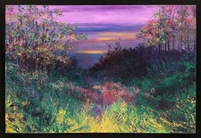 Large Modern European School Oil On Canvas Landscape Painting. Signed.