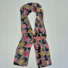 LAURA ASHLEY Scarf Grey Womens Shawl Wrap Lightweight Floral Tulips