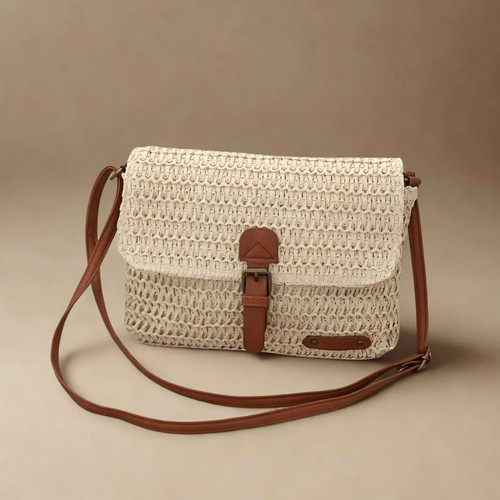 Straw beach bag - straw, women