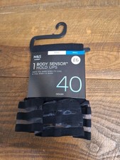Marks & Spencer Small Black 40 Denier Opaque Body Sensor Hold Ups Stockings