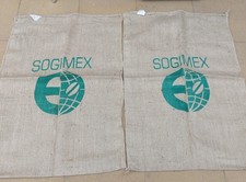 2x80kg Hessian Coffee Sacks/ bags 100CMSX70CMS Jute V Clean Green Logo