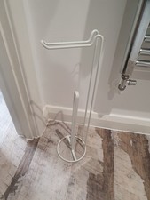 Free standing toilet roll holder 50cm Metal Holds 4 Rolls White