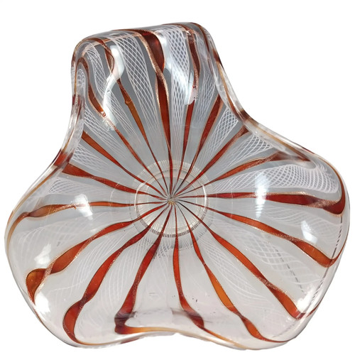 Murano red white zanfirico - red,