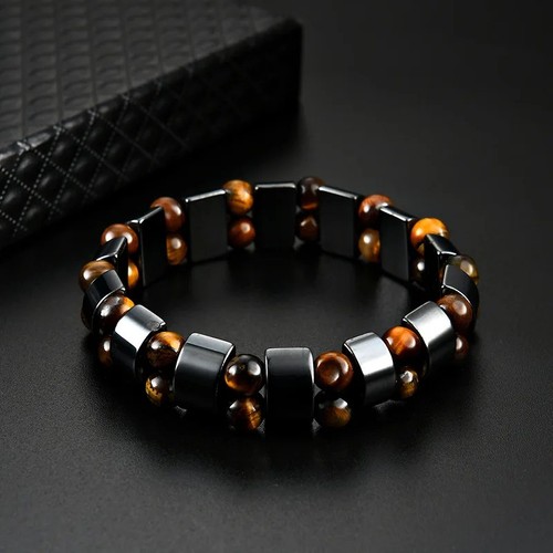 Mens tiger eye black stone - mens,