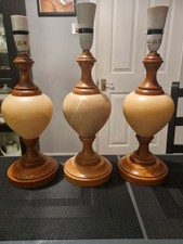 Three Alabaster And Wood Table Lamps Super Finish For £75 or individual £35 each