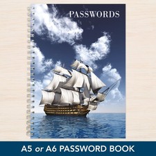 Ship Password Book A6 A5 Password log book notebook Organiser A Z HMS Victory