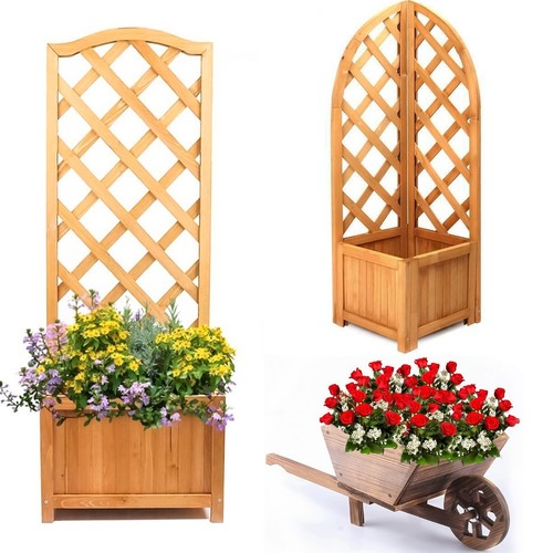 Wooden garden wheel barrow - garden,
