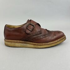 Poste Mistress Brown Leather Monk Strap Brogues Wing Dress Shoes Size EU40 UK6.5