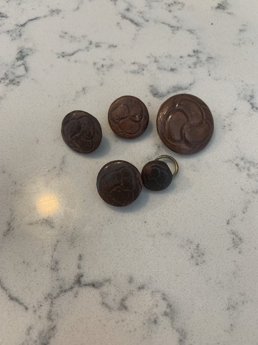 Vintage leather buttons - vintage,
