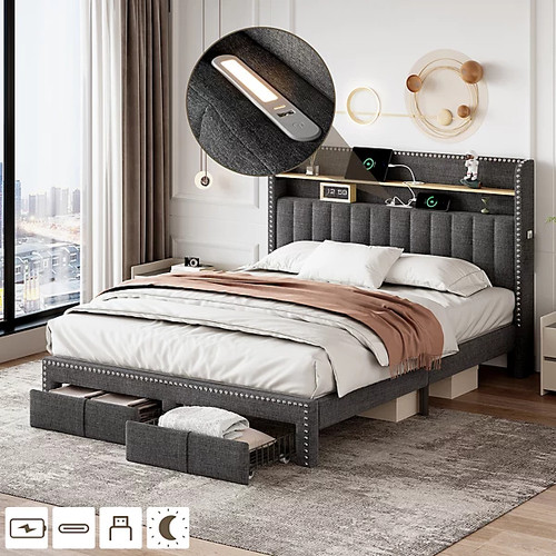 4ft6 double bed - bed, with
