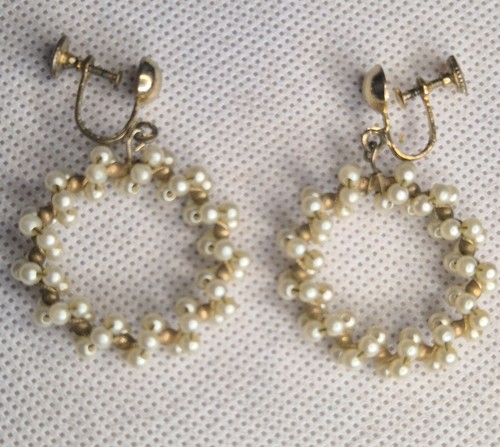 Vintage faux pearls screw back - vintage,