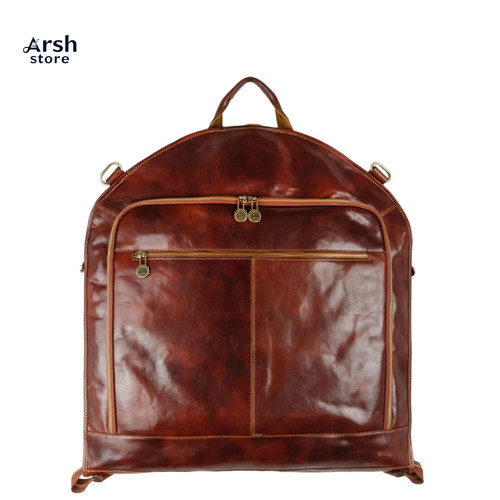 Vintage leather garment bag - garment,