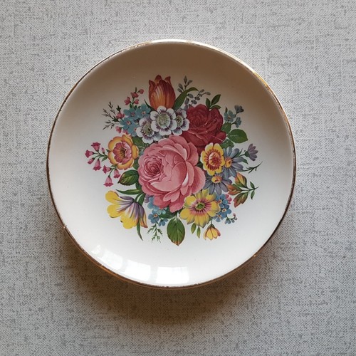 Vintage floral plate flat - floral,