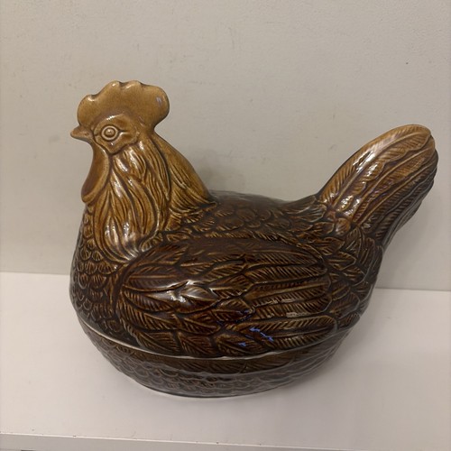 Vintage ceramic brown chicken - vintage,