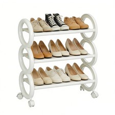 3-Tier Rolling Shoe Rack with
