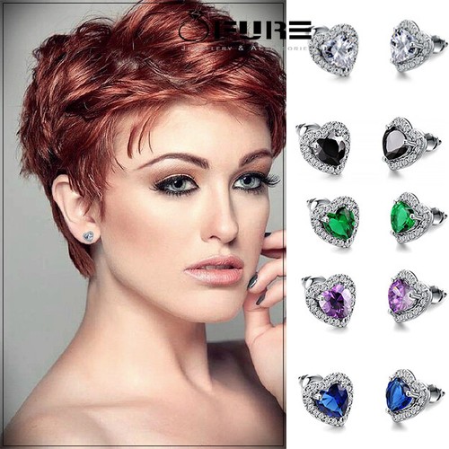 Birthstone love heart stud - birthstone,
