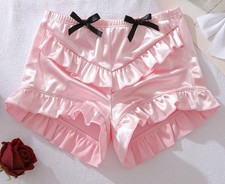 Girls Baby Pink Frilly Satin Short Knickers -  Special Occasion Panties  5 Yrs