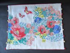 Laura Ashley Embroidered Floral & Butterfly Cushion Cover with Poms Poms - NEW