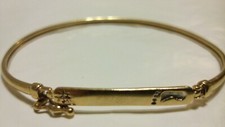 RARE 9CT YELLOW GOLD Baby Foot 'FOOTPRINT & DIAMOND' ID Bracelet/Bangle BOXED***