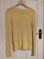Jack Wills Women's Cable Knit (The Tinsbury) Jumper Pale Yellow, Size 10