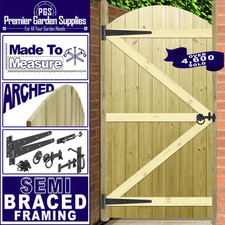 Custom Wooden Garden Gate T&G Semi-Braced Arch Top Treated Timber Door