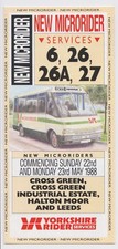 Bus Timetable Leaflet Publicity - Yorkshire Rider Leeds 6 26 26A 27 - May 1988
