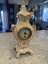 Antique Royal Bonn Porcelain Mantel Clock – Germany – Working