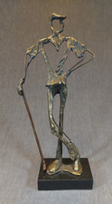 Abstract Bronze Golfer Statue on Marble Base