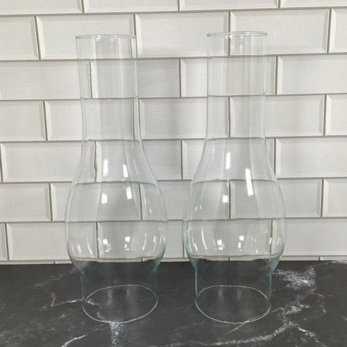 Pair clear glass hurricane - glass,